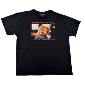 Chucky  Universal Studios Black T Shirt "When You're Crazy AF" Horror Movie XL